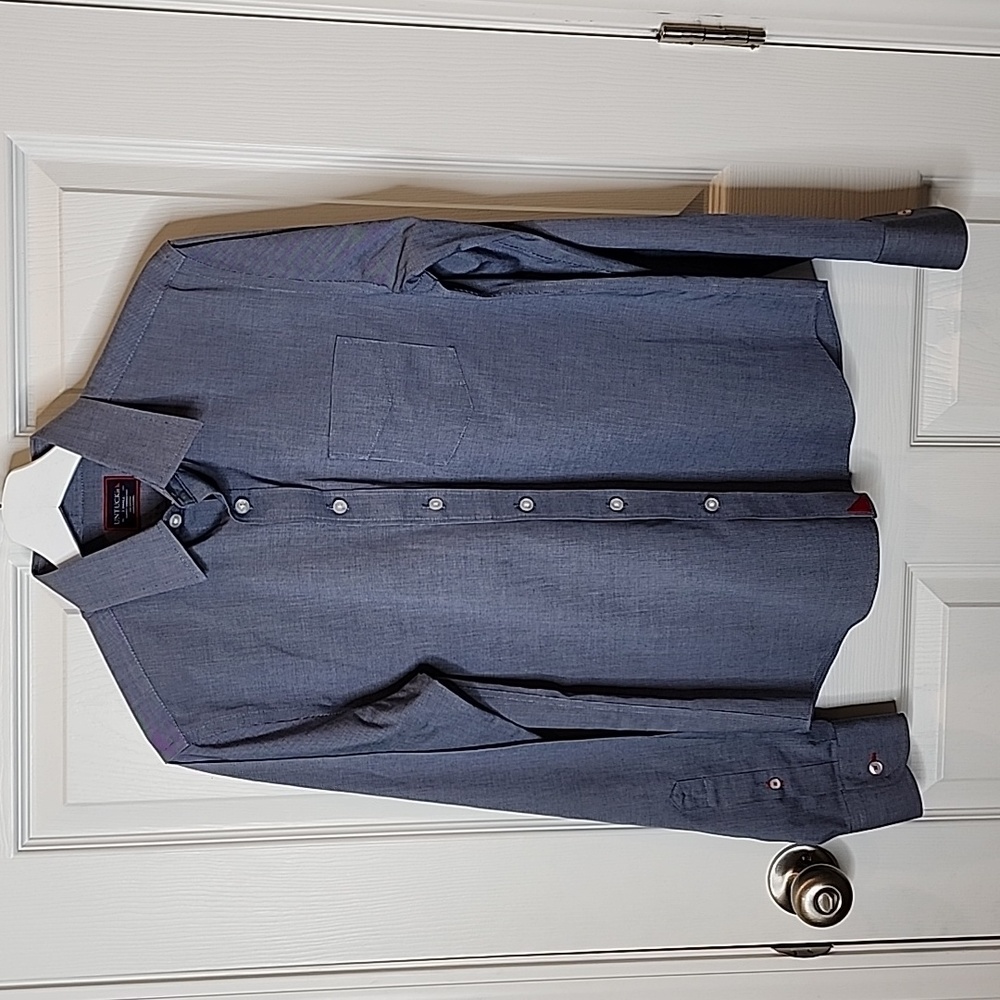 UNTUCKit Dark Blue Button Down Long Sleeve Shirt, Men's Size X-Small Slim Fit